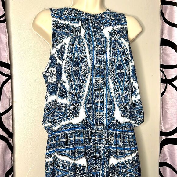 Blue, White, Pattern Full Length Maxi Dress Size 8 - Picture 8 of 13